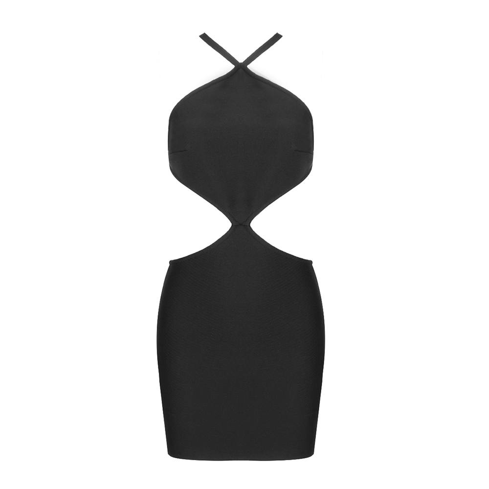Hollow Out Backless Mini Dress In Black