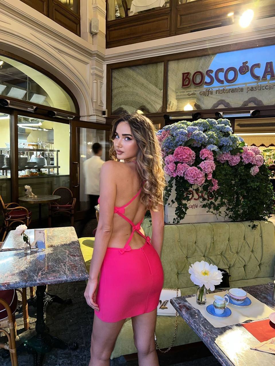 Hollow Out Backless Mini Dress In Pink