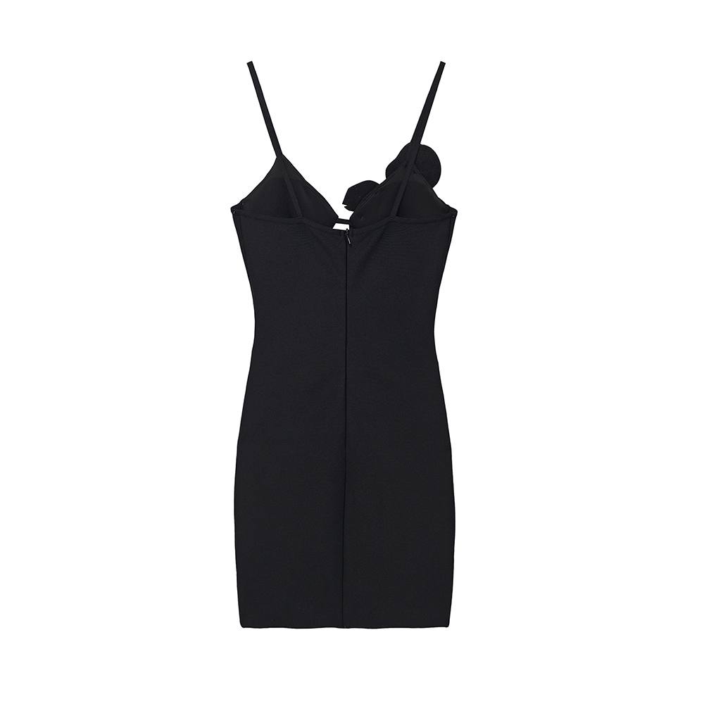 Swarovski Floral Appliqu Minidress In Diamond Black