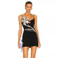 Swarovski Floral Appliqu Minidress In Diamond Black