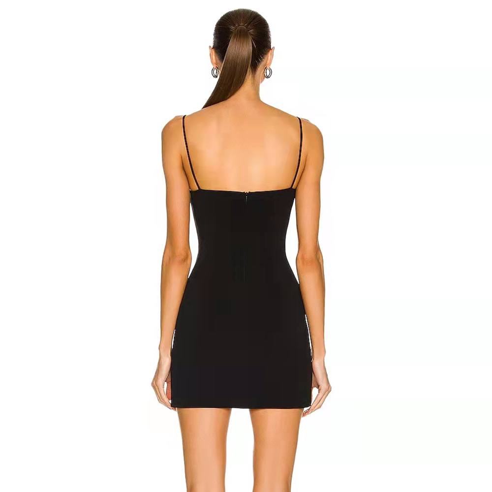 Swarovski Floral Appliqu Minidress In Diamond Black