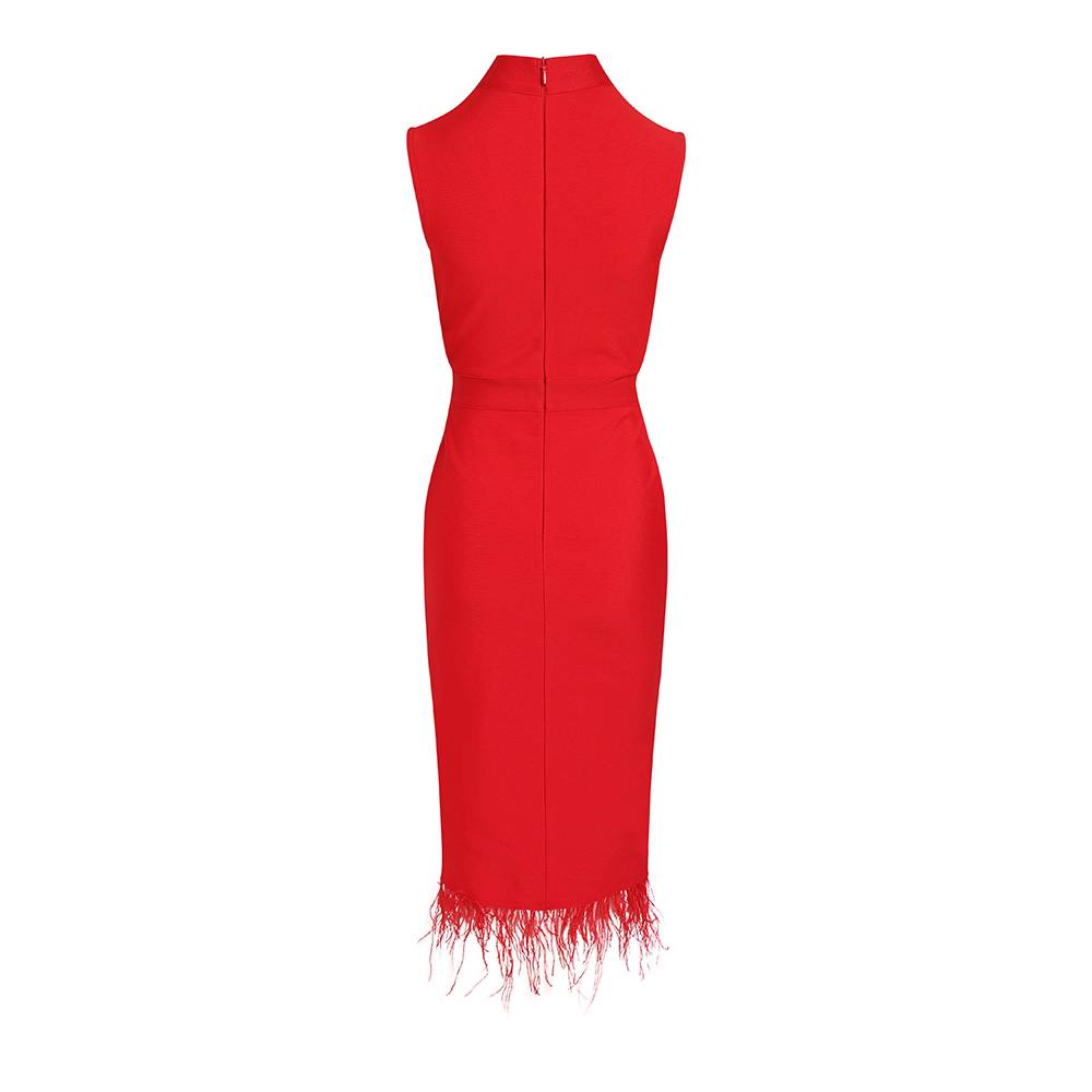 Red Sleeveless Midi Dress