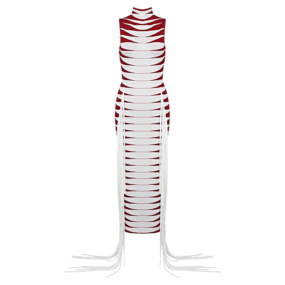 Kaira Tassel Maxi Dress in Red