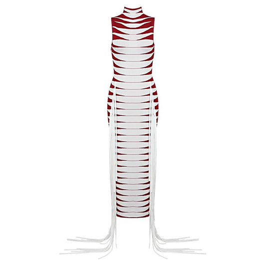 Kaira Tassel Maxi Dress in Red