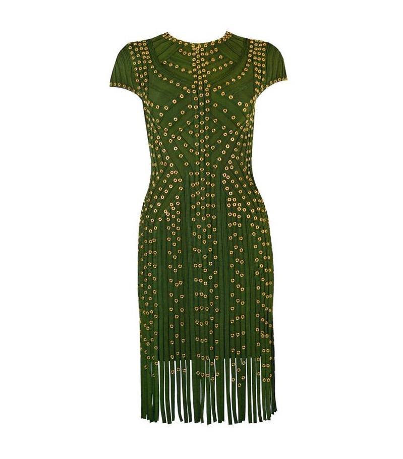 Short Sleeve Green Mini Dress