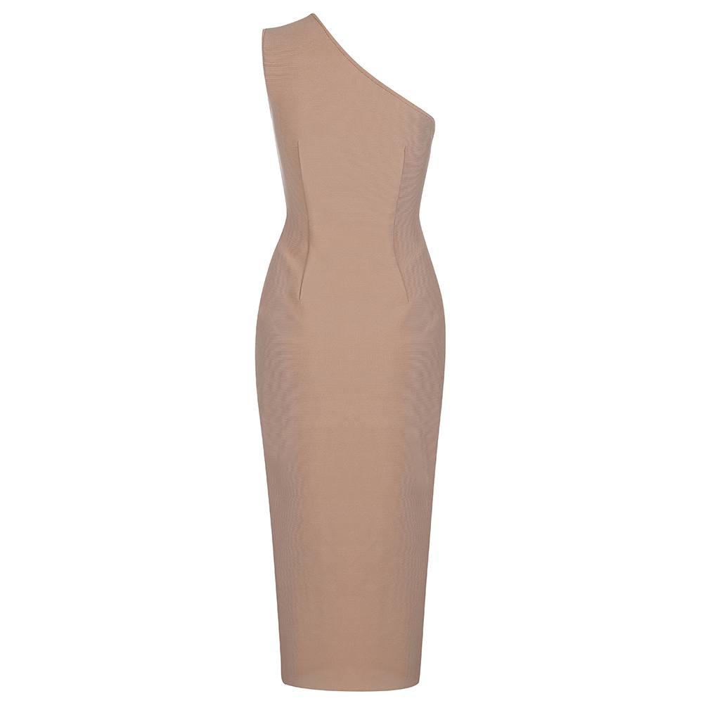 Pink One-shoulder Striped Split Bandage Dress