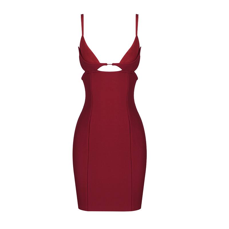 Red Stretch Gabardine Mini Dress W cutout