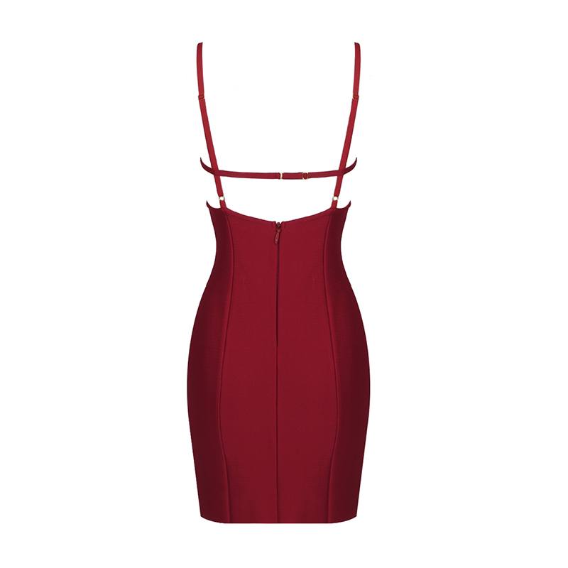 Red Stretch Gabardine Mini Dress W cutout