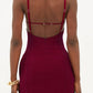 Red Stretch Gabardine Mini Dress W cutout