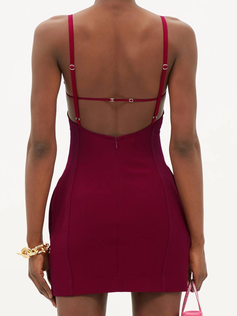 Red Stretch Gabardine Mini Dress W cutout