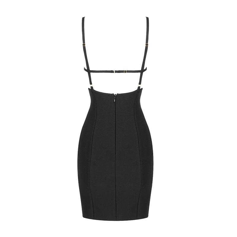 Black Stretch Gabardine Mini Dress W cutout