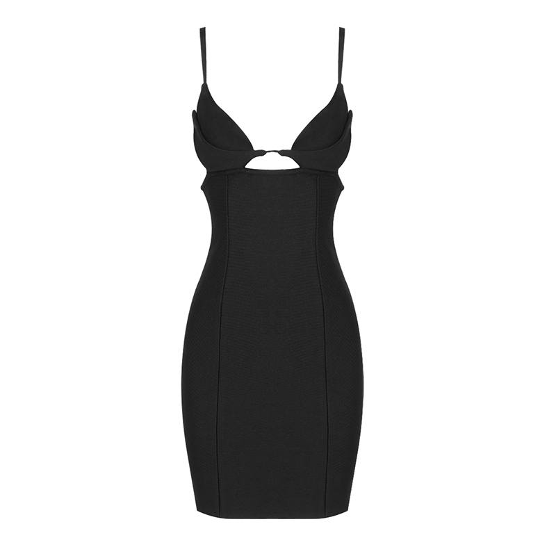 Black Stretch Gabardine Mini Dress W cutout