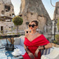 Off-Shoulder V Neck With Belt Bodycon Dress In Red