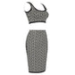 Geometric Jacquard Print Crop Top and Skirt Set In Black and White