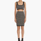 Geometric Jacquard Print Crop Top and Skirt Set In Black and White