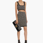 Geometric Jacquard Print Crop Top and Skirt Set In Black and White