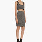 Geometric Jacquard Print Crop Top and Skirt Set In Black and White