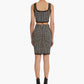 Geometric Jacquard Print Crop Top and Skirt Set In Black and White