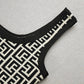 Geometric Jacquard Print Crop Top and Skirt Set In Black and White