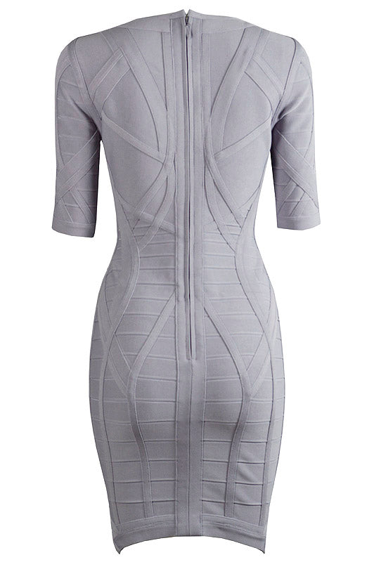 Short Sleeve Gray Midi Dress